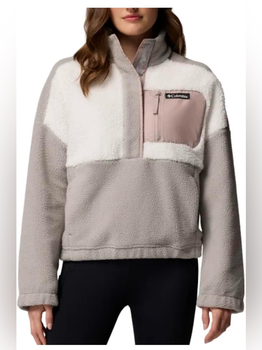 The Columbia Women's Half Zip Fleece Cropped Pullover in Gray